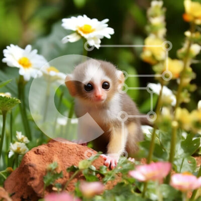 Intra Συλλεκτικό Ξύλινο Παζλ Plywood  4mm - Χαριτωμένη εικόνα ενός μωρού Λεμούριου σε έναν κήπο Σε Ξύλινο Κουτί - Διαστάσεις: 10x10 cm – 25 κομμάτια - Image 1