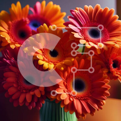 Intra Συλλεκτικό Ξύλινο Παζλ Plywood  4mm - Ζωντανές μαργαρίτες ζέρμπερα σε ένα όμορφο βάζο Σε Ξύλινο Κουτί - Διαστάσεις: 10x10 cm – 25 κομμάτια - Image 1