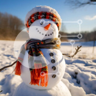 Intra Συλλεκτικό Ξύλινο Παζλ Plywood 4mm - Χιονάνθρωπος σε ένα χιονισμένο χωράφι με δέντρα στο φόντο Σε Ξύλινο Κουτί - Διαστάσεις Puzzle: 10x10 cm – 25 κομμάτια - Image 1