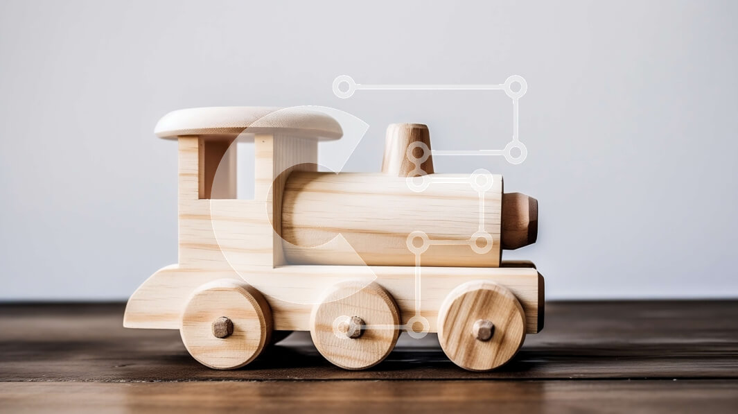 Intra Συλλεκτικό Ξύλινο Παζλ Plywood  4mm - Γοητευτικό ξύλινο τρένο παιχνιδιών σε ρουστίκ ξύλινο τραπέζι Σε Ξύλινο Κουτί - Διαστάσεις: 10x10 cm – 25 κομμάτια