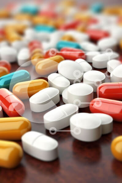 Intra Συλλεκτικό Ξύλινο Παζλ Plywood  4mm - Πολύχρωμα χάπια και κάψουλες στο τραπέζι Σε Ξύλινο Κουτί - Διαστάσεις Puzzle: 10x10 cm – 25 κομμάτια