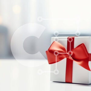 Intra Συλλεκτικό Ξύλινο Παζλ Plywood  4mm - Λευκό κουτί δώρου με κόκκινο φιόγκο στο τραπέζι Σε Ξύλινο Κουτί - Διαστάσεις Puzzle: 10x10 cm – 25 κομμάτια