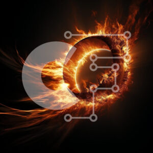 Intra Συλλεκτικό Ξύλινο Παζλ Plywood  4mm - Πύρινο δαχτυλίδι της φωτιάς με φλόγες Σε Ξύλινο Κουτί - Διαστάσεις: 10x10 cm – 25 κομμάτια