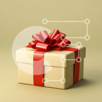 Intra Συλλεκτικό Ξύλινο Παζλ Plywood  4mm - Μπεζ κουτί δώρου με κόκκινη κορδέλα σε πορτοκαλί φόντο Σε Ξύλινο Κουτί - Διαστάσεις Puzzle: 10x10 cm – 25 κομμάτια - Image 1