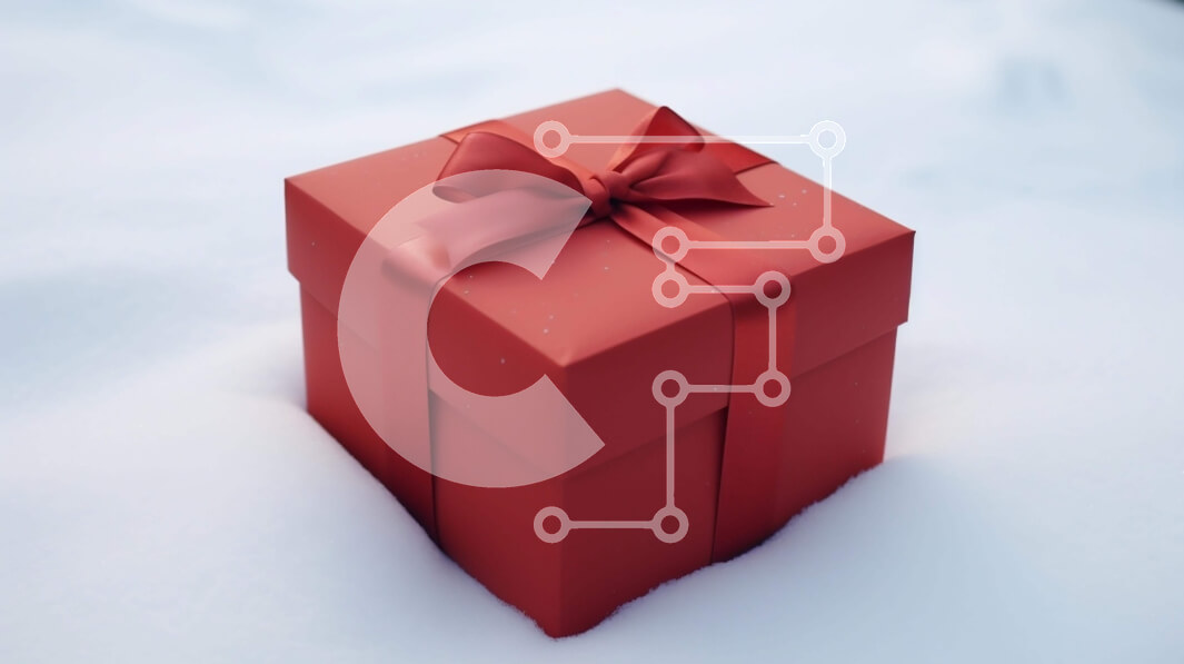 Intra Συλλεκτικό Ξύλινο Παζλ Plywood  4mm - Κόκκινο κουτί δώρου στο χιόνι Σε Ξύλινο Κουτί - Διαστάσεις: 10x10 cm – 25 κομμάτια