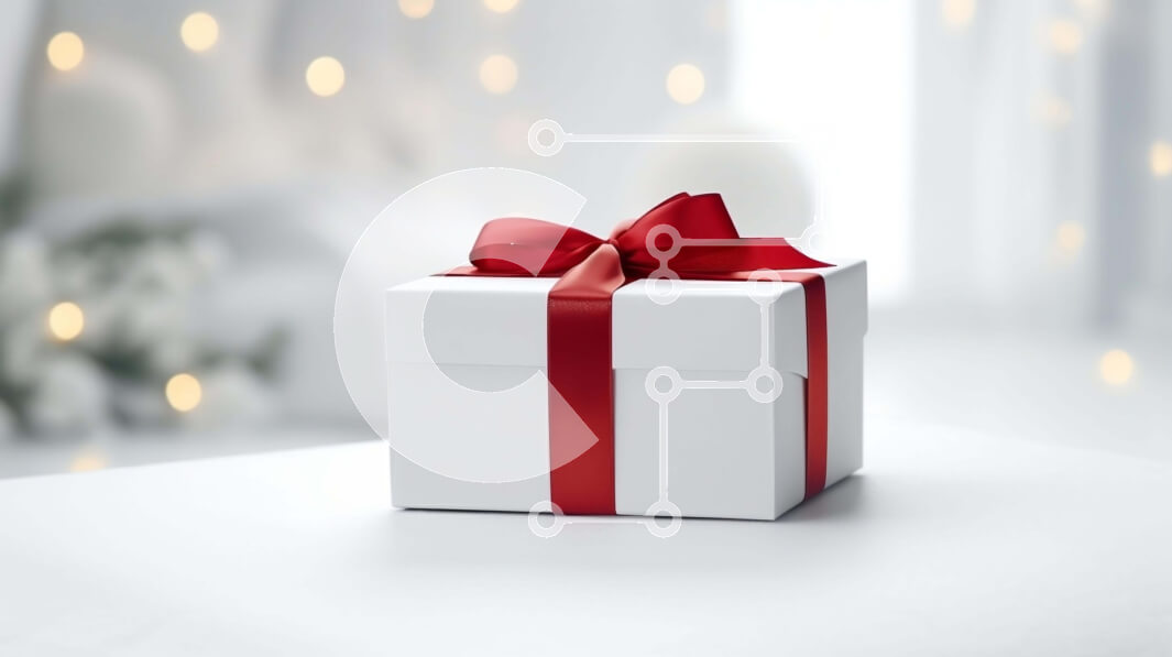 Intra Συλλεκτικό Ξύλινο Παζλ Plywood  4mm - Λευκό κουτί δώρου με κόκκινες κορδέλες και φωτάκια Σε Ξύλινο Κουτί - Διαστάσεις: 10x10 cm – 25 κομμάτια