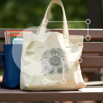 Intra Συλλεκτικό Ξύλινο Παζλ Plywood  4mm - Πάγκος με τσάντες σε μπλε και λευκό χρώμα Σε Ξύλινο Κουτί - Διαστάσεις Puzzle: 10x10 cm – 25 κομμάτια - Image 1