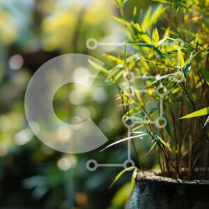 Intra Συλλεκτικό Ξύλινο Παζλ Plywood  4mm - Φυτό μπαμπού σε γλάστρα που αναπτύσσεται στον κήπο Σε Ξύλινο Κουτί - Διαστάσεις: 10x10 cm – 25 κομμάτια