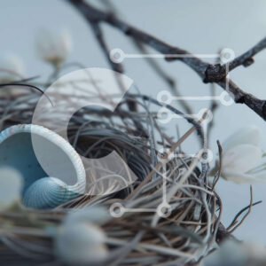 Intra Συλλεκτικό Ξύλινο Παζλ Plywood  4mm - Φωλιά πουλιού με αυγά και λευκά λουλούδια Σε Ξύλινο Κουτί - Διαστάσεις: 10x10 cm – 25 κομμάτια