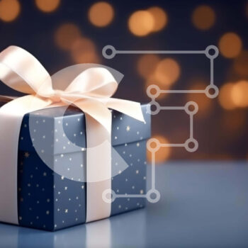 Intra Συλλεκτικό Ξύλινο Παζλ Plywood  4mm - Μπλε κουτί δώρου με λευκό φιόγκο σε τραπέζι Σε Ξύλινο Κουτί - Διαστάσεις Puzzle: 10x10 cm – 25 κομμάτια - Image 1