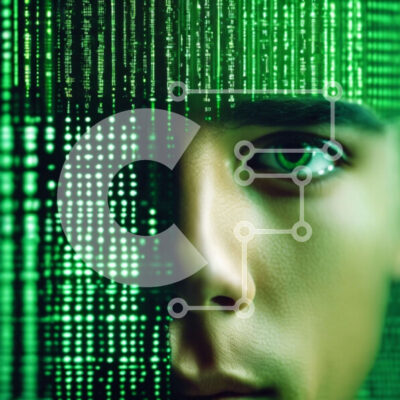 Intra Συλλεκτικό Ξύλινο Παζλ Plywood  4mm - Ανδρικό πρόσωπο σε πράσινο φόντο δυαδικού κώδικα Σε Ξύλινο Κουτί - Διαστάσεις Puzzle: 10x10 cm – 25 κομμάτια - Image 1