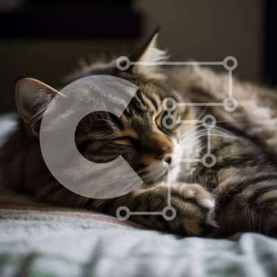 Intra Συλλεκτικό Ξύλινο Παζλ Plywood  4mm - Αξιολάτρευτη φωτογραφία γάτας που κοιμάται σε ένα άνετο κρεβάτι Σε Ξύλινο Κουτί - Διαστάσεις: 10x10 cm – 25 κομμάτια - Image 1