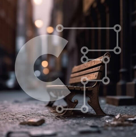 Intra Συλλεκτικό Ξύλινο Παζλ Plywood 4mm - Έρημος ξύλινος πάγκος σε μια μοναχική οδό της πόλης Σε Ξύλινο Κουτί - Διαστάσεις Puzzle: 10x10 cm – 25 κομμάτια - Image 1