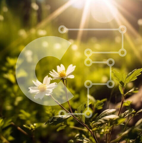 Intra Συλλεκτικό Ξύλινο Παζλ Plywood  4mm - Όμορφη εικόνα ενός χωραφιού με λευκά λουλούδια με τον ήλιο να λάμπει στο φόντο Σε Ξύλινο Κουτί - Διαστάσεις: 10x10 cm – 25 κομμάτια - Image 1