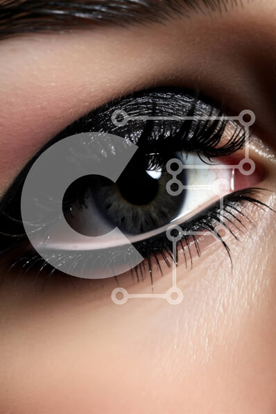 Intra Συλλεκτικό Ξύλινο Παζλ Plywood  4mm - Εκπληκτική κοντινή πλάνο του γυναικείου ματιού με τέλεια εφαρμοσμένο μαύρο eyeliner και μάσκαρα Σε Ξύλινο Κουτί - Διαστάσεις Puzzle: 10x10 cm – 25 κομμάτια