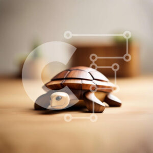 Intra Συλλεκτικό Ξύλινο Παζλ Plywood  4mm - Όμορφο ξύλινο ειδώλιο χελώνας σε φυσική ξύλινη επιφάνεια Σε Ξύλινο Κουτί - Διαστάσεις: 10x10 cm – 25 κομμάτια