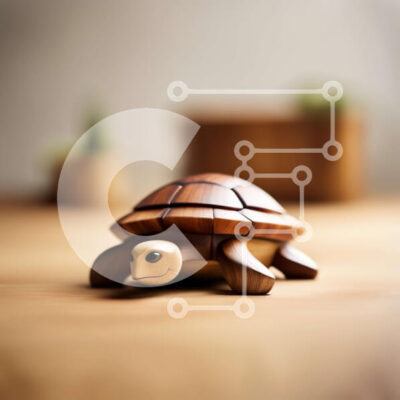 Intra Συλλεκτικό Ξύλινο Παζλ Plywood 4mm - Όμορφο ξύλινο ειδώλιο χελώνας σε φυσική ξύλινη επιφάνεια Σε Ξύλινο Κουτί - Διαστάσεις: 10x10 cm – 25 κομμάτια - Image 1