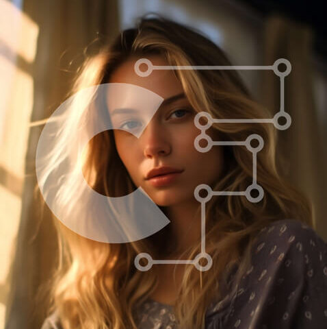 Intra Συλλεκτικό Ξύλινο Παζλ Plywood 4mm - Ονειρική εικόνα μιας ξανθιάς γυναίκας που κοιτάζει έξω από ένα παράθυρο στο ηλιοβασίλεμα Σε Ξύλινο Κουτί - Διαστάσεις Puzzle: 10x10 cm – 25 κομμάτια - Image 1