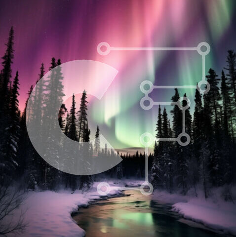 Intra Συλλεκτικό Ξύλινο Παζλ Plywood 4mm - Όμορφη εικόνα ενός χιονισμένου δάσους με το βόρειο σέλας τη νύχτα Σε Ξύλινο Κουτί - Διαστάσεις: 10x10 cm – 25 κομμάτια - Image 1