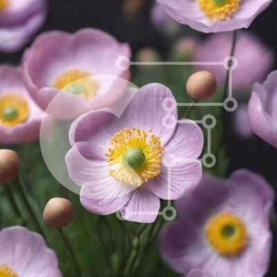 Intra Συλλεκτικό Ξύλινο Παζλ Plywood  4mm - Ροζ λουλούδια με κίτρινα κέντρα και πράσινα φύλλα Σε Ξύλινο Κουτί - Διαστάσεις: 10x10 cm – 25 κομμάτια - Image 1