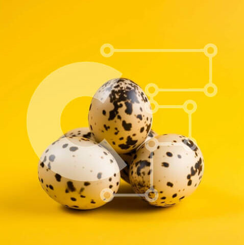 Intra Συλλεκτικό Ξύλινο Παζλ Plywood  4mm - Επισημασμένα αυγά ορτυκιού σε κίτρινο φόντο Σε Ξύλινο Κουτί - Διαστάσεις: 10x10 cm – 25 κομμάτια - Image 1