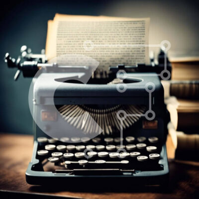 Intra Συλλεκτικό Ξύλινο Παζλ Plywood  4mm - Vintage γραφομηχανή και βιβλία Σε Ξύλινο Κουτί - Διαστάσεις: 10x10 cm – 25 κομμάτια - Image 1