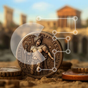 Intra Συλλεκτικό Ξύλινο Παζλ Plywood  4mm - Κέρμα του Ιούλιου Καίσαρα και αρχαία ρωμαϊκά νομίσματα Σε Ξύλινο Κουτί - Διαστάσεις Puzzle: 10x10 cm – 25 κομμάτια - Image 1