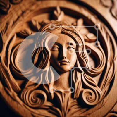 Intra Συλλεκτικό Ξύλινο Παζλ Plywood  4mm - Ξυλόγλυπτο ελκυστικού γυναικείου προσώπου σε κυκλικό πλαίσιο Σε Ξύλινο Κουτί - Διαστάσεις Puzzle: 10x10 cm – 25 κομμάτια - Image 1