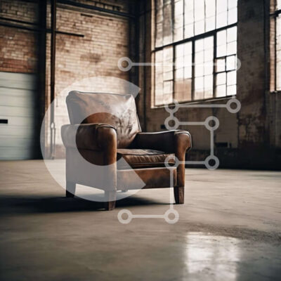 Intra Συλλεκτικό Ξύλινο Παζλ Plywood  4mm - Καφέ δερμάτινη καρέκλα σε κενό δωμάτιο Σε Ξύλινο Κουτί - Διαστάσεις Puzzle: 10x10 cm – 25 κομμάτια - Image 1