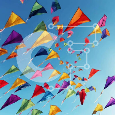 Intra Συλλεκτικό Ξύλινο Παζλ Plywood  4mm - Πολύχρωμοι χαρταετοί που πετούν στον γαλάζιο ουρανό Σε Ξύλινο Κουτί - Διαστάσεις Puzzle: 10x10 cm – 25 κομμάτια - Image 1