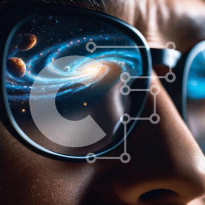 Intra Συλλεκτικό Ξύλινο Παζλ Plywood  4mm - Άνθρωπος με τον Γαλαξία στο Μάτι του Σε Ξύλινο Κουτί - Διαστάσεις Puzzle: 10x10 cm – 25 κομμάτια - Image 1