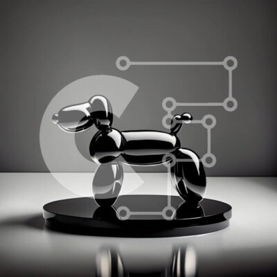 Intra Συλλεκτικό Ξύλινο Παζλ Plywood 4mm - Μοναδικό γλυπτό σκύλου με μαύρο μπαλόνι στην οθόνη Σε Ξύλινο Κουτί - Διαστάσεις Puzzle: 10x10 cm – 25 κομμάτια - Image 1