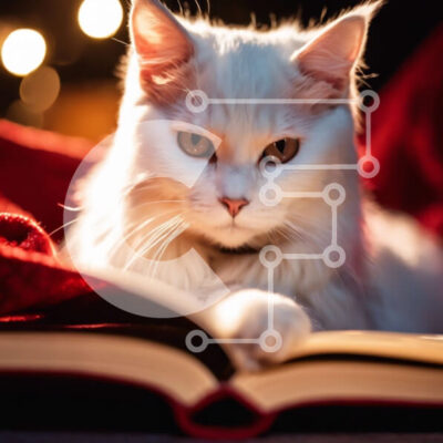 Intra Συλλεκτικό Ξύλινο Παζλ Plywood  4mm - Λευκή γάτα που απολαμβάνει μια καλή ανάγνωση Σε Ξύλινο Κουτί - Διαστάσεις: 10x10 cm – 25 κομμάτια - Image 1