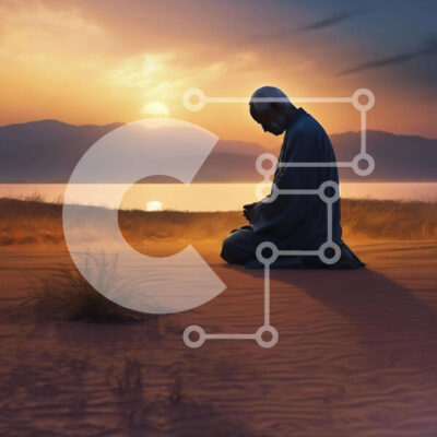 Intra Συλλεκτικό Ξύλινο Παζλ Plywood  4mm - Άνδρας γονατιστός στην άμμο στο ηλιοβασίλεμα κοντά σε υδάτινα σώματα Σε Ξύλινο Κουτί - Διαστάσεις: 10x10 cm – 25 κομμάτια - Image 1