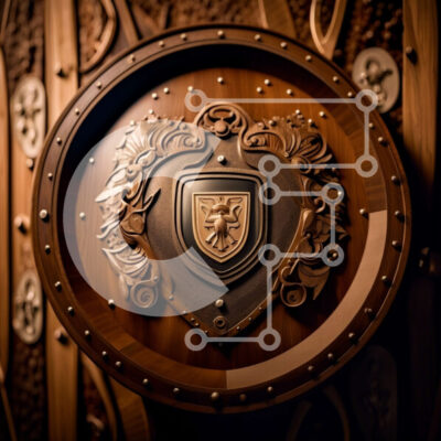 Intra Συλλεκτικό Ξύλινο Παζλ Plywood  4mm - Περίπλοκη ξύλινη πόρτα με ασπίδα και λοφίο λιονταριού Σε Ξύλινο Κουτί - Διαστάσεις Puzzle: 10x10 cm – 25 κομμάτια - Image 1