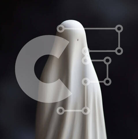 Intra Συλλεκτικό Ξύλινο Παζλ Plywood  4mm - Απόκοσμο λευκό φάντασμα σε σκούρο φόντο Σε Ξύλινο Κουτί - Διαστάσεις Puzzle: 10x10 cm – 25 κομμάτια - Image 1