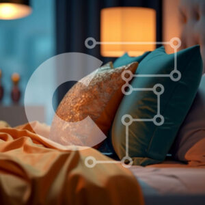 Intra Συλλεκτικό Ξύλινο Παζλ Plywood  4mm - Άνετο υπνοδωμάτιο με έντονο πορτοκαλί και μπλε κρεβάτι Σε Ξύλινο Κουτί - Διαστάσεις Puzzle: 10x10 cm – 25 κομμάτια