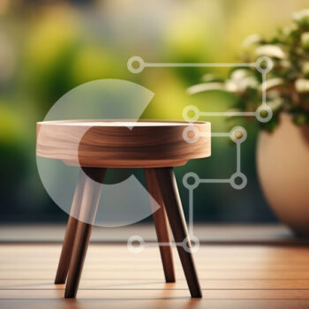 Intra Συλλεκτικό Ξύλινο Παζλ Plywood  4mm - Ξύλινο σκαμπό με φυτό σε ξύλινο πάτωμα Σε Ξύλινο Κουτί - Διαστάσεις Puzzle: 10x10 cm – 25 κομμάτια - Image 1