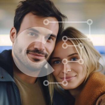 Intra Συλλεκτικό Ξύλινο Παζλ Plywood  4mm - Ζευγάρι που ποζάρει μαζί σε ένα αεροδρόμιο Σε Ξύλινο Κουτί - Διαστάσεις Puzzle: 10x10 cm – 25 κομμάτια - Image 1