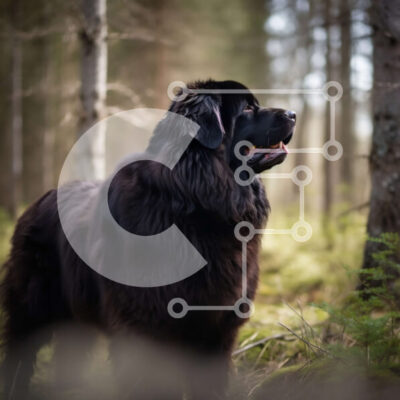 Intra Συλλεκτικό Ξύλινο Παζλ Plywood  4mm - Θαυμάσιος μαύρος σκύλος στο καταπράσινο δάσος Σε Ξύλινο Κουτί - Διαστάσεις: 10x10 cm – 25 κομμάτια - Image 1