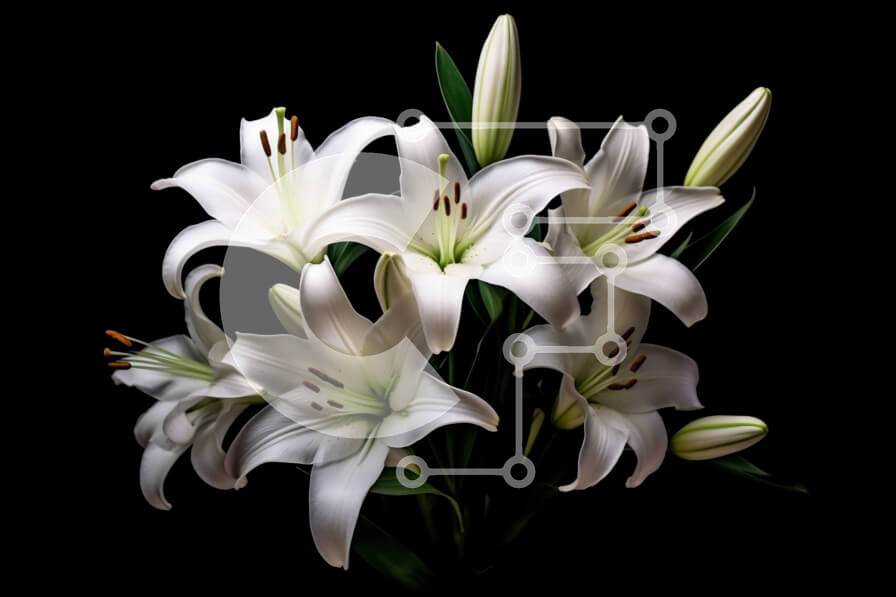 Intra Συλλεκτικό Ξύλινο Παζλ Plywood  4mm - Κομψή εικόνα λευκών κρίνων σε μαύρο φόντο Σε Ξύλινο Κουτί - Διαστάσεις Puzzle: 10x10 cm – 25 κομμάτια