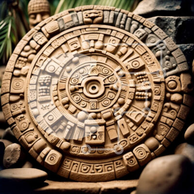 Intra Συλλεκτικό Ξύλινο Παζλ Plywood  4mm - Σκάλισμα αρχαίου ημερολογίου των Μάγια με περίπλοκα μοτίβα και σύμβολα Σε Ξύλινο Κουτί - Διαστάσεις Puzzle: 10x10 cm – 25 κομμάτια - Image 1