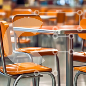 Intra Συλλεκτικό Ξύλινο Παζλ Plywood  4mm - Ζωντανές πορτοκαλί καρέκλες σε ένα άνετο εστιατόριο γρήγορου φαγητού Σε Ξύλινο Κουτί - Διαστάσεις Puzzle: 10x10 cm – 25 κομμάτια