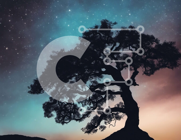 Intra Συλλεκτικό Ξύλινο Παζλ Plywood  4mm - Σιλουέτα ενός δέντρου ενάντια σε έναν έναστρο νυχτερινό ουρανό Σε Ξύλινο Κουτί - Διαστάσεις: 10x10 cm – 25 κομμάτια