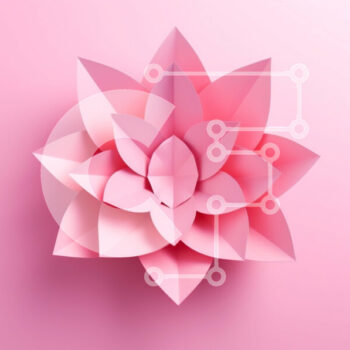 Intra Συλλεκτικό Ξύλινο Παζλ Plywood 4mm - Ροζ Origami Λουλούδι Lotus σε ροζ φόντο Σε Ξύλινο Κουτί - Διαστάσεις Puzzle: 10x10 cm – 25 κομμάτια - Image 1