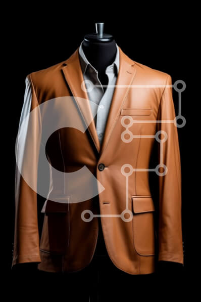 Intra Συλλεκτικό Ξύλινο Παζλ Plywood  4mm - Καφέ δερμάτινο μπουφάν σε μανεκέν | Μόδα Στοκ Φωτογραφία Σε Ξύλινο Κουτί - Διαστάσεις Puzzle: 10x10 cm – 25 κομμάτια