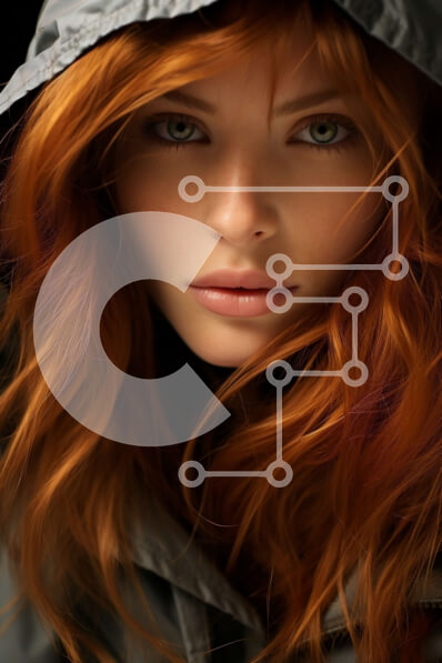 Intra Συλλεκτικό Ξύλινο Παζλ Plywood  4mm - Κομψή γυναίκα με μακριά κόκκινα μαλλιά με γκρι φούτερ Σε Ξύλινο Κουτί - Διαστάσεις Puzzle: 10x10 cm – 25 κομμάτια