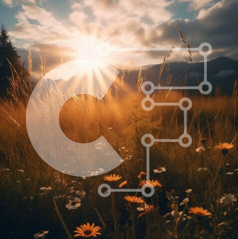 Intra Συλλεκτικό Ξύλινο Παζλ Plywood  4mm - Εκπληκτικό ηλιοτρόπιο στο ηλιοβασίλεμα με εκπληκτική οροσειρά Σε Ξύλινο Κουτί - Διαστάσεις: 10x10 cm – 25 κομμάτια - Image 1