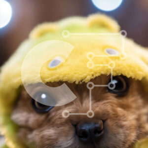 Intra Συλλεκτικό Ξύλινο Παζλ Plywood  4mm - Χαριτωμένος σκύλος που φορά ένα κοστούμι κίτρινου βάτραχου Σε Ξύλινο Κουτί - Διαστάσεις: 10x10 cm – 25 κομμάτια