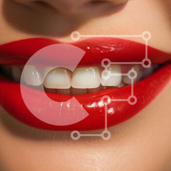 Intra Συλλεκτικό Ξύλινο Παζλ Plywood  4mm - Όμορφη γυναίκα με κόκκινο κραγιόν και λευκό χαμόγελο σε κοντινή απόσταση Σε Ξύλινο Κουτί - Διαστάσεις Puzzle: 10x10 cm – 25 κομμάτια - Image 1